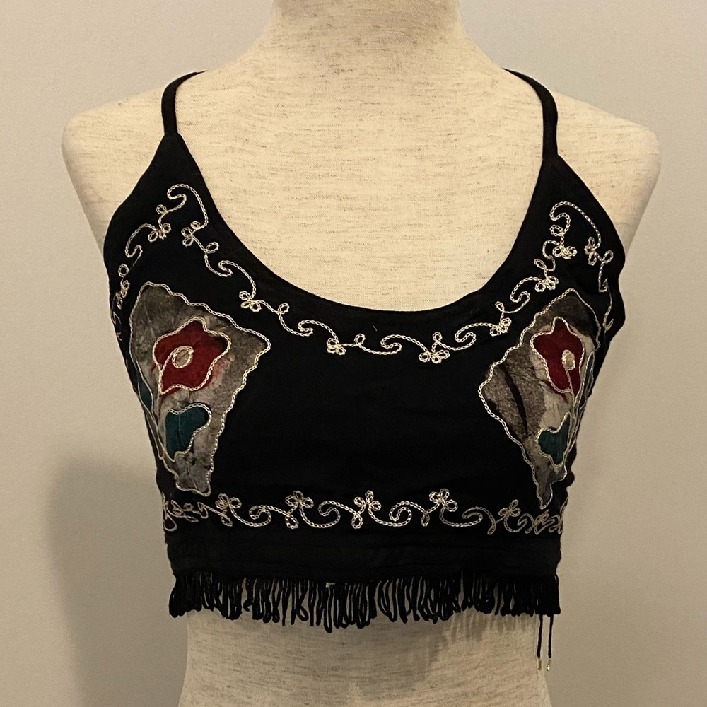Embroidered crop top beach festival set